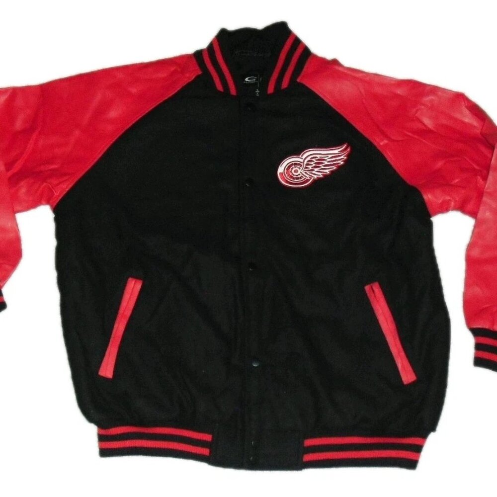Detroit Red Wings Mens G3 GIII Button Coat Jacket Wool Poly Sleeves Sz Large New